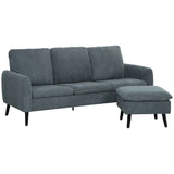 easycomfort easycomfort divano 3 posti angolare con chaise longue reversibile in tessuto effetto velluto 196x140x88 cm grigio carbone