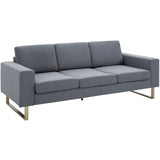 easycomfort easycomfort divano a 3 posti relax salotto con cuscini 200 82 78cm tessuto di lino grigio