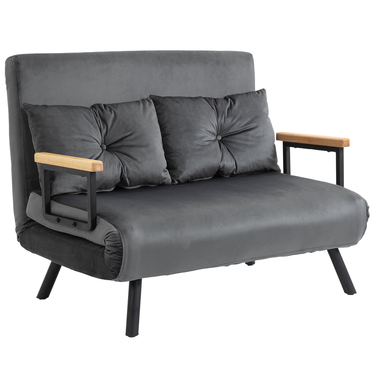 easycomfort easycomfort divano letto 3 in 1 in tessuto effetto velluto con schienale regolabile e 2 cuscini 102x73x81 cm grigio scuro