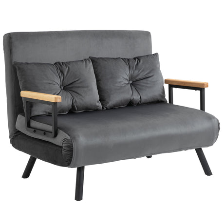 easycomfort easycomfort divano letto 3 in 1 in tessuto effetto velluto con schienale regolabile e 2 cuscini 102x73x81 cm grigio scuro