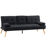 easycomfort easycomfort divano letto 3 posti reclinabile con rivestimento effetto lino e tavolino a ribalta grigio