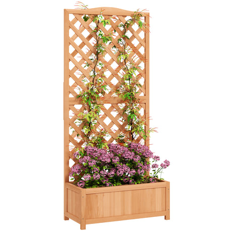 easycomfort easycomfort fioriera con traliccio per rampicanti e fondo ampio in legno di abete 76x36x170 cm marrone