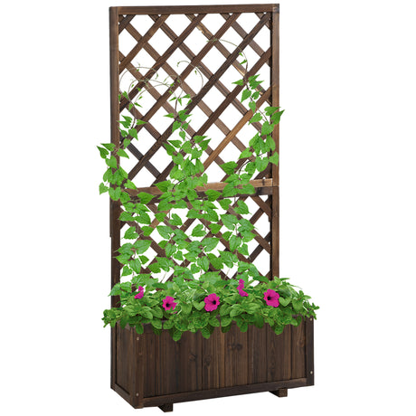 easycomfort easycomfort fioriera da esterno con grigliato per rampicanti e vaso in legno di abete 72 5x31 5x149 5 cm