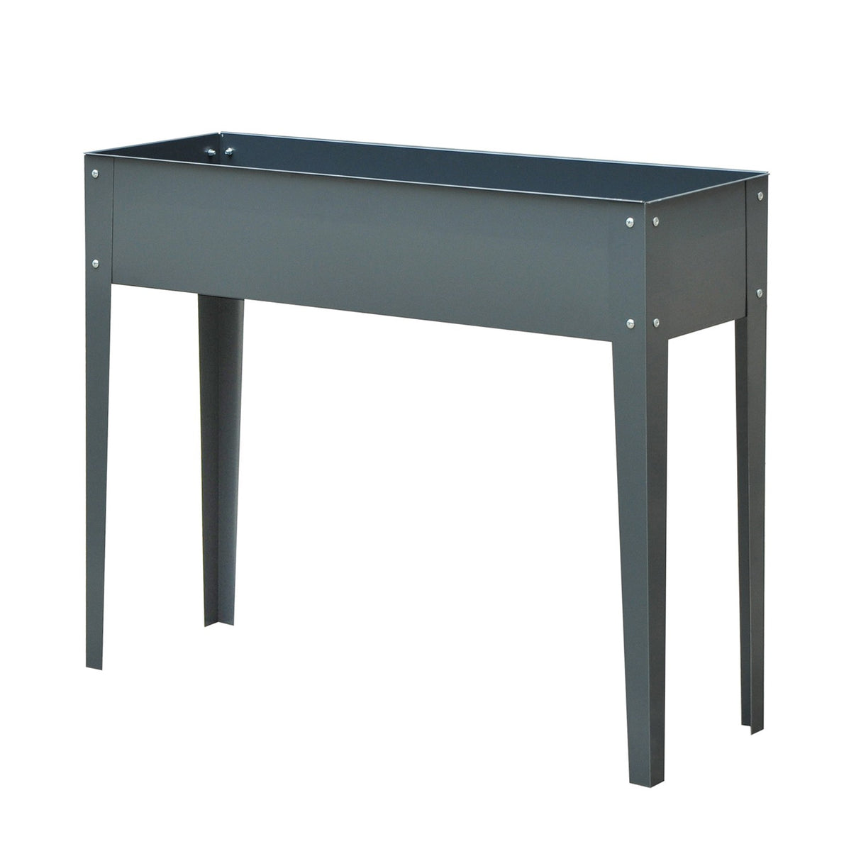 easycomfort easycomfort fioriera da esterno rialzata in metallo con 3 fori di drenaggio 100x30x80 cm grigio