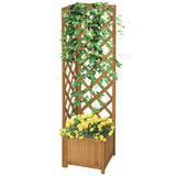 easycomfort easycomfort fioriera da giardino in legno di abete marrone con grigliato per rampicanti e decorazioni 40x40x145 cm