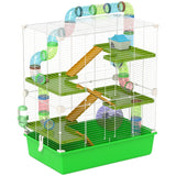 easycomfort easycomfort gabbia criceti a 5 livelli con tubi casetta serbatoio e ruota in acciaio pp e ps 59x36x69 cm verde e bianca