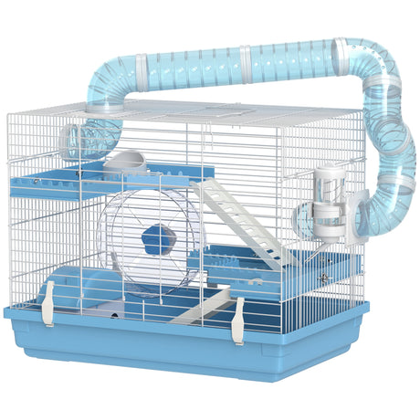 easycomfort easycomfort gabbia per criceti a 3 piani con casetta ruota ciotola per cibo bottiglia e tubi azzurro