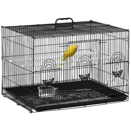 easycomfort easycomfort gabbia per uccelli con 2 posatoi e 3 ingressi in filo metallico e plastica 60x41x41 cm nero
