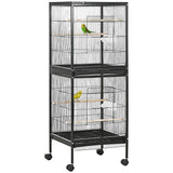 easycomfort easycomfort gabbia voliera per uccelli per interni con ruote e vassoi estraibili 51 5x50x140 cm nero