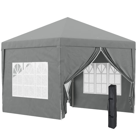 easycomfort easycomfort gazebo da esterno 3x3 m pieghevole con 4 pannelli laterali in acciaio e tessuto oxford grigio chiaro