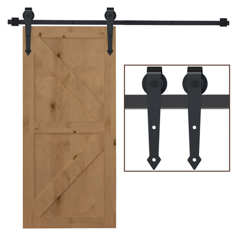 easycomfort easycomfort kit per porta scorrevole in stile rustico con binario 200cm e rotelle nero