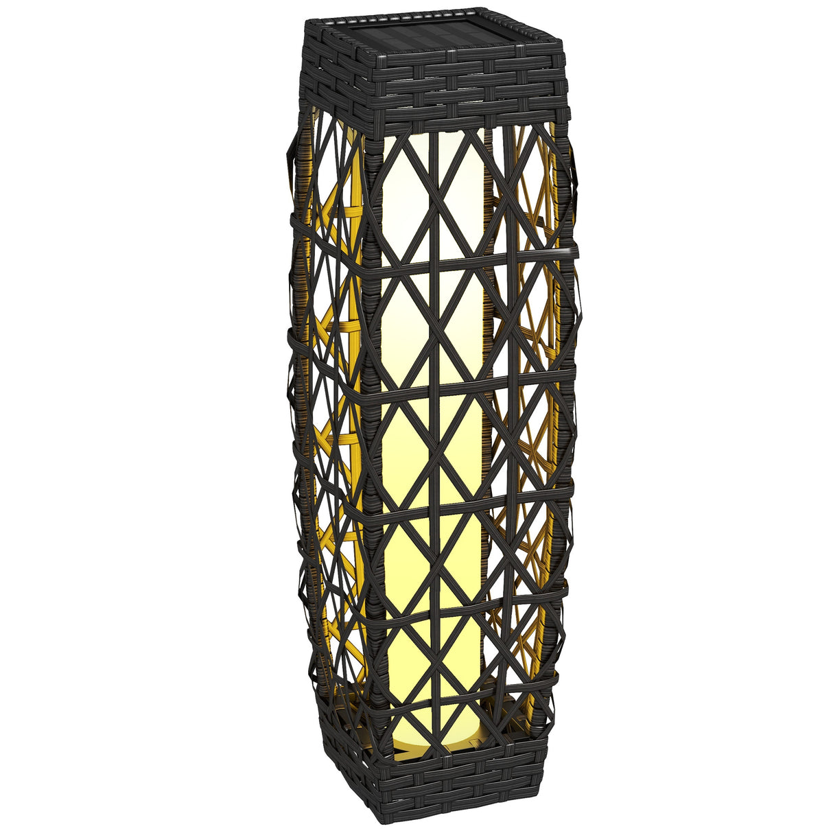 easycomfort easycomfort lampada solare da giardino con illuminazione led in acciaio e rattan pe 20x20x68 cm grigio