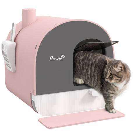 easycomfort easycomfort lettiera per gatti chiusa con filtri paletta e vassoio struttura in pp 43x44x47cm rosa