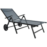 easycomfort easycomfort lettino sdraio pieghevole e reclinabile in 5 posizioni con rotelle in metallo e textilene 72x158x84 cm grigio