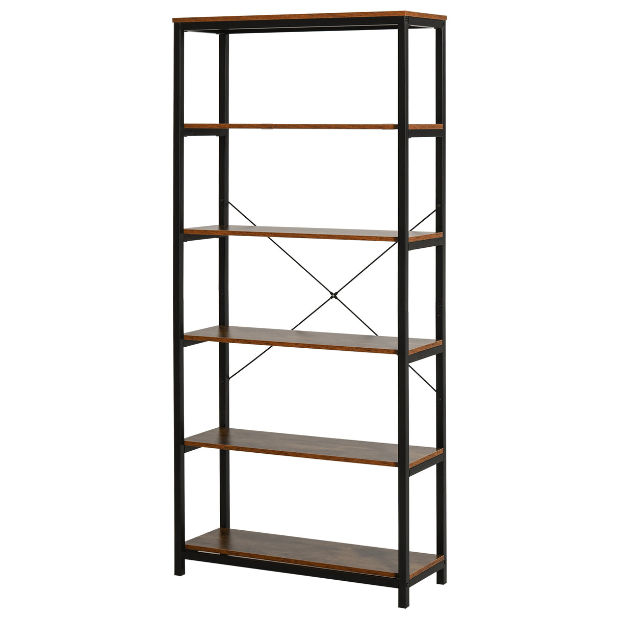 easycomfort easycomfort libreria verticale in stile industriale vintage scaffale salvaspazio con 6 mensole in legno e metallo nero 80x30x180cm ean 8054144131009