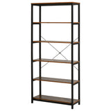 easycomfort easycomfort libreria verticale in stile industriale vintage scaffale salvaspazio con 6 mensole in legno e metallo nero 80x30x180cm ean 8054144131009