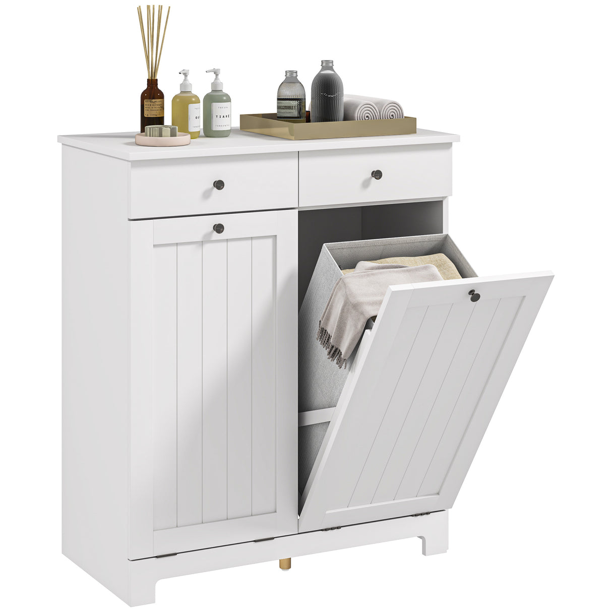 easycomfort easycomfort mobile bagno con 2 ceste portabiancheria rimovibili 2 cassetti e 2 ante a ribalta 78x38x90 cm bianco