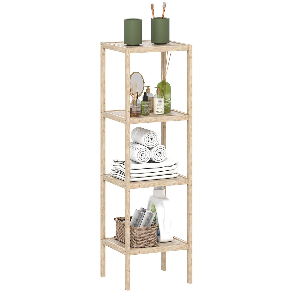 easycomfort easycomfort mobile bagno moderno a 4 livelli antiribaltamento in bambu 33x31x110 cm color legno