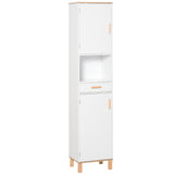 easycomfort easycomfort mobile bagno salvaspazio in legno mobile a colonna con armadietti e cassetto 39x30x180cm bianco ean 8054144139265