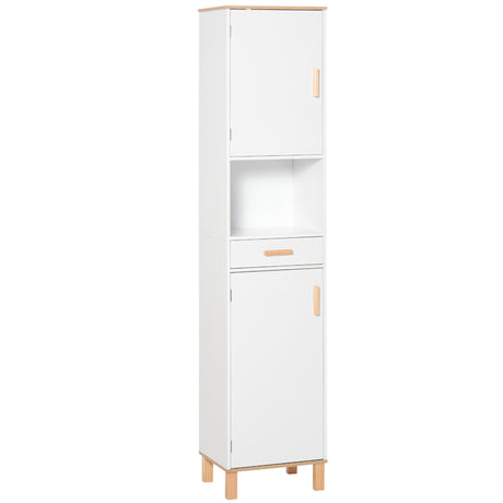 easycomfort easycomfort mobile bagno salvaspazio in legno mobile a colonna con armadietti e cassetto 39x30x180cm bianco ean 8054144139265
