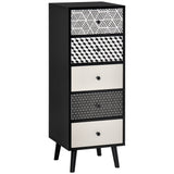 easycomfort easycomfort mobile cassettiera 5 cassetti fantasia geometrica arredamento moderno camera e ingresso 40x40x111 5cm nero grigio