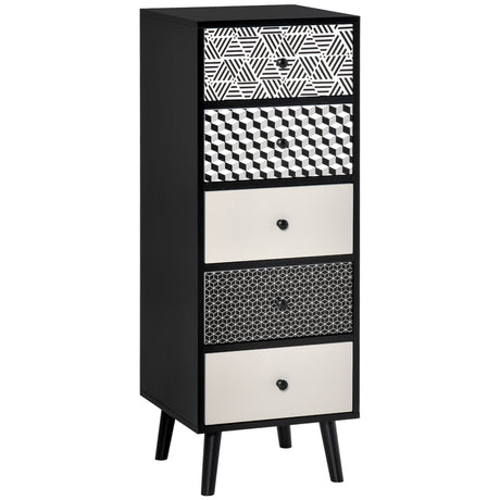 easycomfort easycomfort mobile cassettiera 5 cassetti fantasia geometrica arredamento moderno camera e ingresso 40x40x111 5cm nero grigio