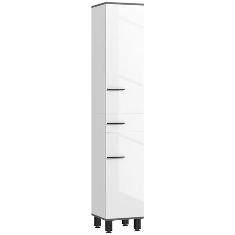 easycomfort easycomfort mobile colonna bagno con 2 armadietti con ripiani regolabili e cassetto 34x32x190 cm bianco