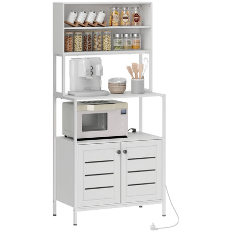 easycomfort easycomfort mobile dispensa con ripiani armadietti e 2 prese di ricarica in legno e acciaio 80x42x171 cm bianco