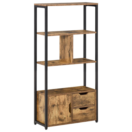easycomfort easycomfort mobile libreria con 3 ripiani armadietto e 2 cassetti in truciolato e metallo 58x24x122 cm