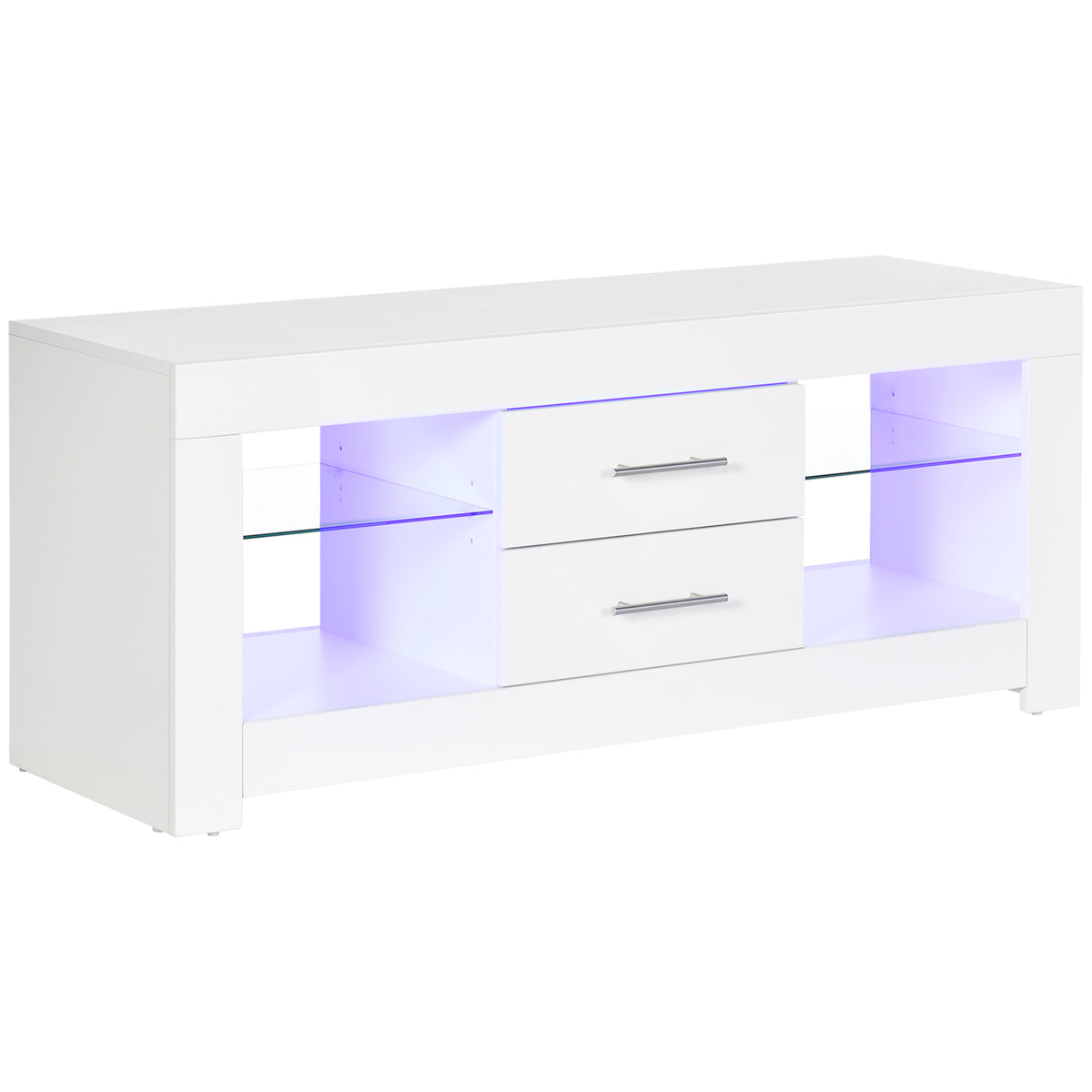 easycomfort easycomfort mobile porta tv da 55 con luci led a 12 colori e telecomando legno e vetro 120x40x50cm bianco