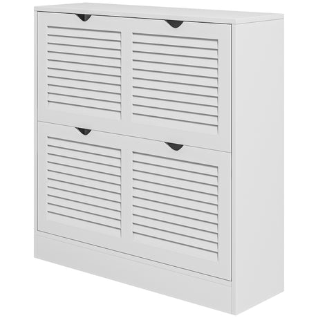 easycomfort easycomfort mobile scarpiera salvaspazio in legno per 16 paia di scarpe con 2 ante a ribalta 81 5x25x83cm bianco