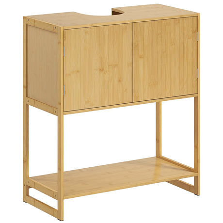 easycomfort easycomfort mobile sottolavabo bagno con 2 ante e ripiano aperto intaglio a u per tubi 70x33x79 5cm colore legno