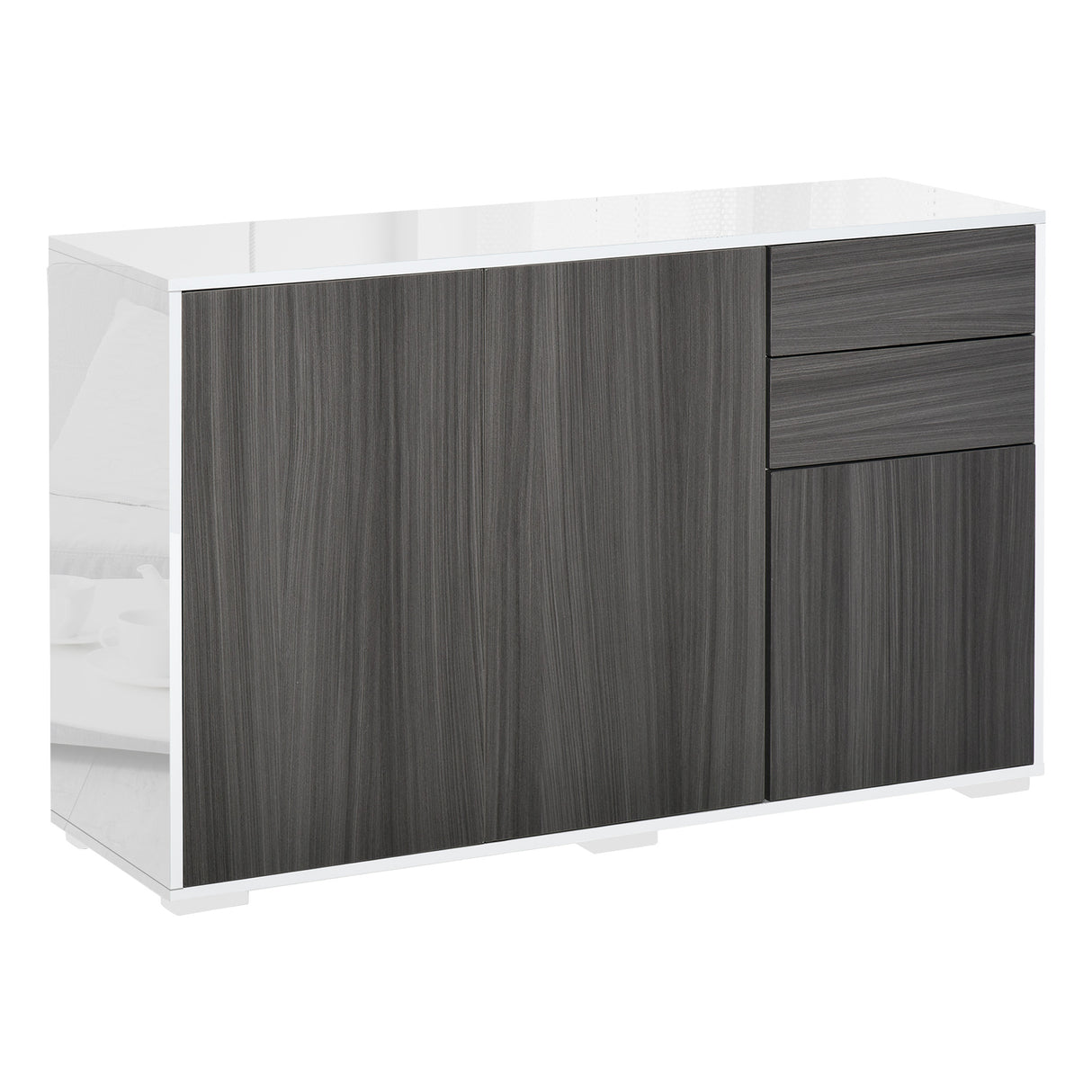 easycomfort easycomfort mobiletto armadietto multiuso per soggiorno cucina ufficio 2 cassetti e 2 armadietti con apertura a pressione grigio