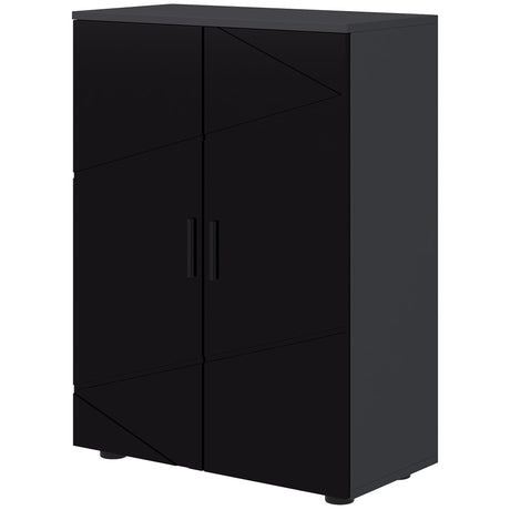 easycomfort easycomfort mobiletto bagno 2 ante in legno con 3 ripiani e chiusura ammortizzata 60x30x82cm nero