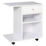 easycomfort easycomfort mobiletto per stampante in legno con 4 ruote mensola regolabile e piano per cpu bianco