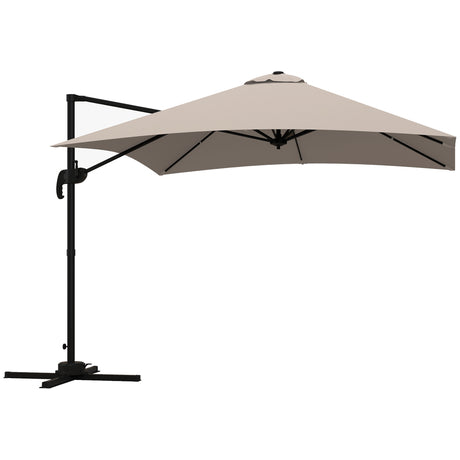 easycomfort easycomfort ombrellone 3x3 m a braccio con 8 stecche pedale e manovella in alluminio e poliestere color khaki
