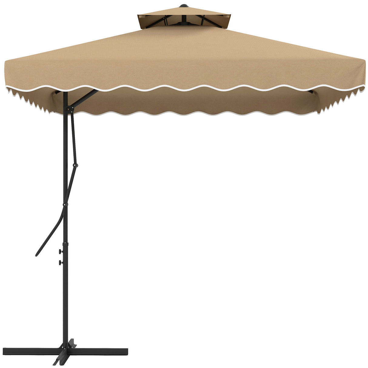 easycomfort easycomfort ombrellone a sbalzo con doppio tetto apertura a manovella e base a croce 2 5x2 5m cachi