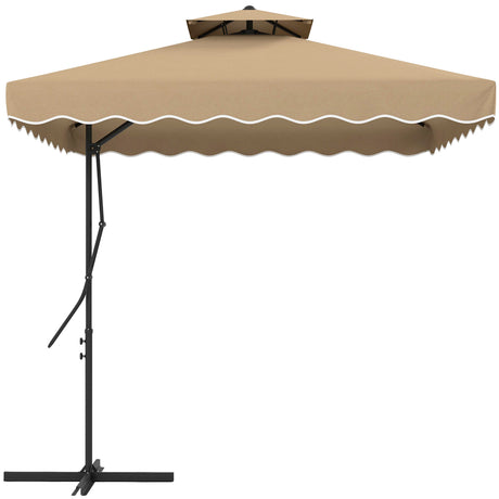 easycomfort easycomfort ombrellone a sbalzo con doppio tetto apertura a manovella e base a croce 2 5x2 5m cachi