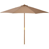 easycomfort easycomfort ombrellone da giardino 3 m con palo in legno 8 stecche e parasole in poliestere cachi