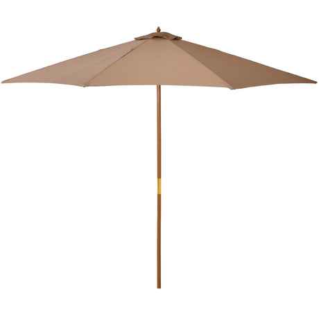 easycomfort easycomfort ombrellone da giardino 3 m con palo in legno 8 stecche e parasole in poliestere cachi