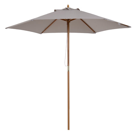 easycomfort easycomfort ombrellone da giardino a 6 stecche in legno e tessuto poliestere 2 5x2 3m grigio
