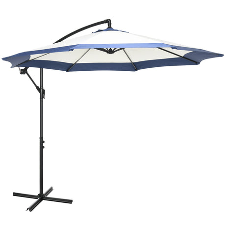 easycomfort easycomfort ombrellone da giardino a braccio 3x2 m con manovella metallo e poliestere blu scuro e crema