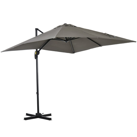 easycomfort easycomfort ombrellone da giardino a manovella 2 5x2 5 m con rotazione 360 e parasole regolabile grigio chiaro