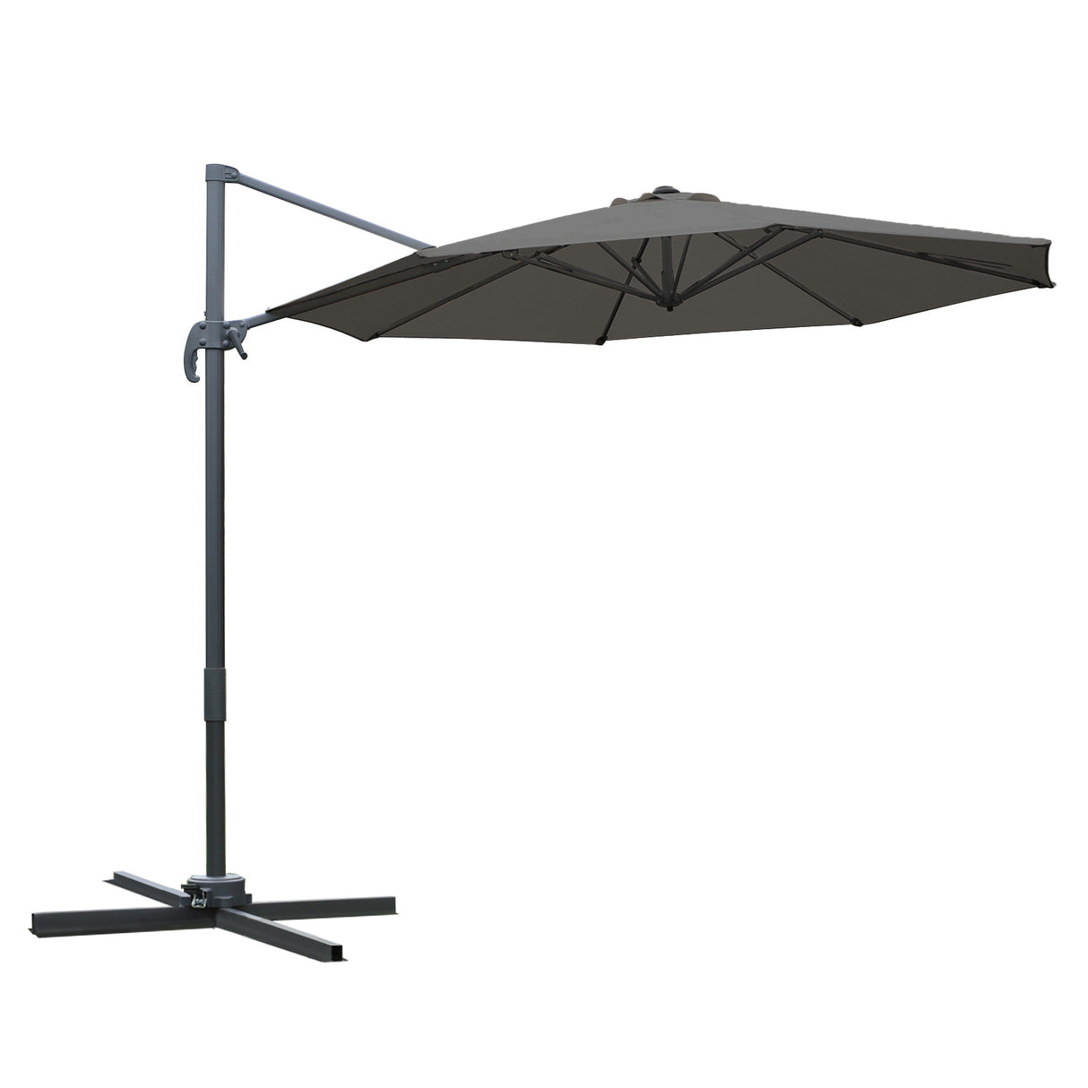 easycomfort easycomfort ombrellone da giardino a manovella e a 8 stecche con angolazione regolabile 2 95x2 5 m grigio