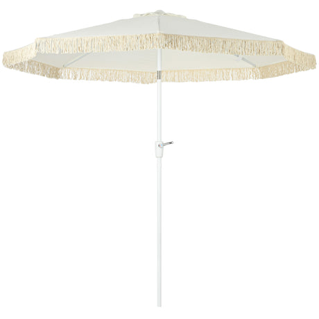 easycomfort easycomfort ombrellone da giardino a manovella inclinabile e palo a 2 sezioni poliestere e metallo 2 6x2 4 m bianco