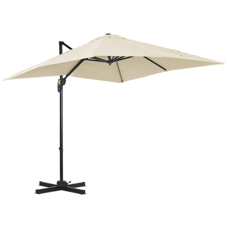 easycomfort easycomfort ombrellone da giardino con angolazione regolabile su 5 livelli e a 360 2 5x2 5 m color crema