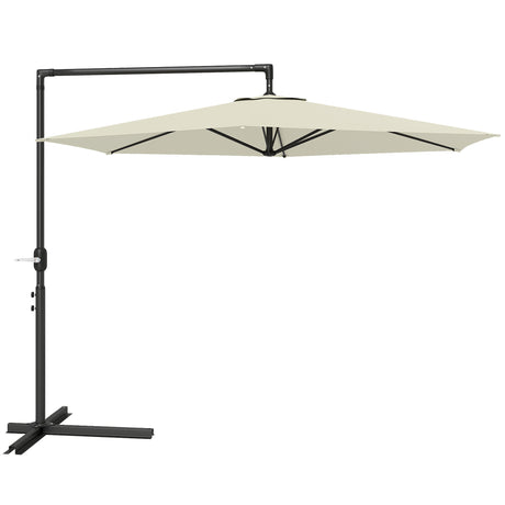 easycomfort easycomfort ombrellone da giardino decentrato 3x2 5 m con base a croce e apertura a manovella beige