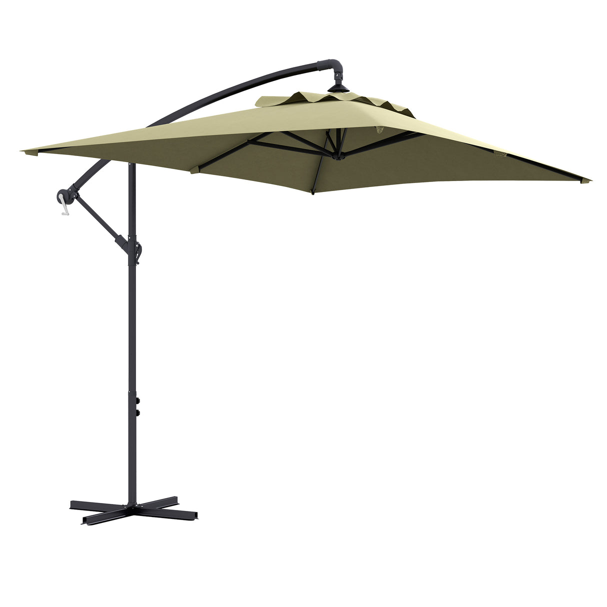 easycomfort easycomfort ombrellone da giardino decentrato con base a croce e apertura a manovella 294x193cm beige
