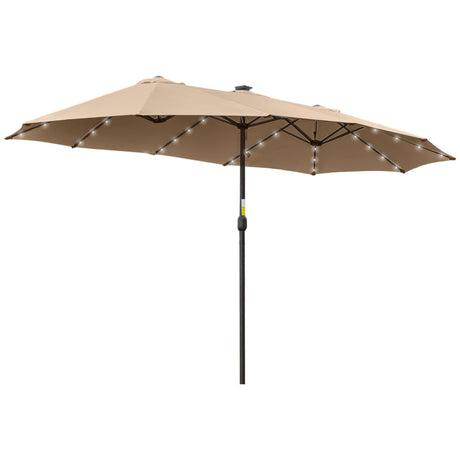 easycomfort easycomfort ombrellone da giardino doppio 4 5m con 48 luci led e manovella cachi