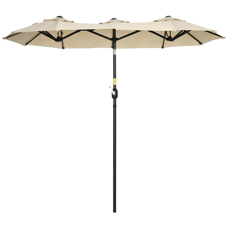 easycomfort easycomfort ombrellone da giardino doppio inclinabile con apertura a manovella 295x152x222 cm cachi